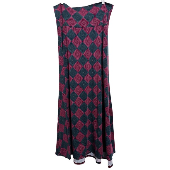 Lularoe Pink Teal & Black Geometric Diamond Squares Maxi Skirt / Strapless Dress - Picture 1 of 2